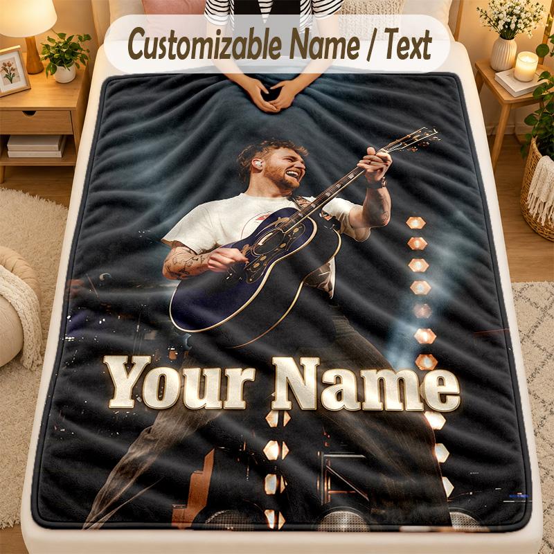 Flannel BlanketAlex Warren Custom Name Text Personalized Soft Warm Throw Blanket Home Decor Gift