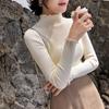 Frühling Herbst Slim Fit Gestrickte Pullover Frauen Lange Ärmeln Geraffte Stricken Tops Halb Hohen Kragen Stricken Pullover