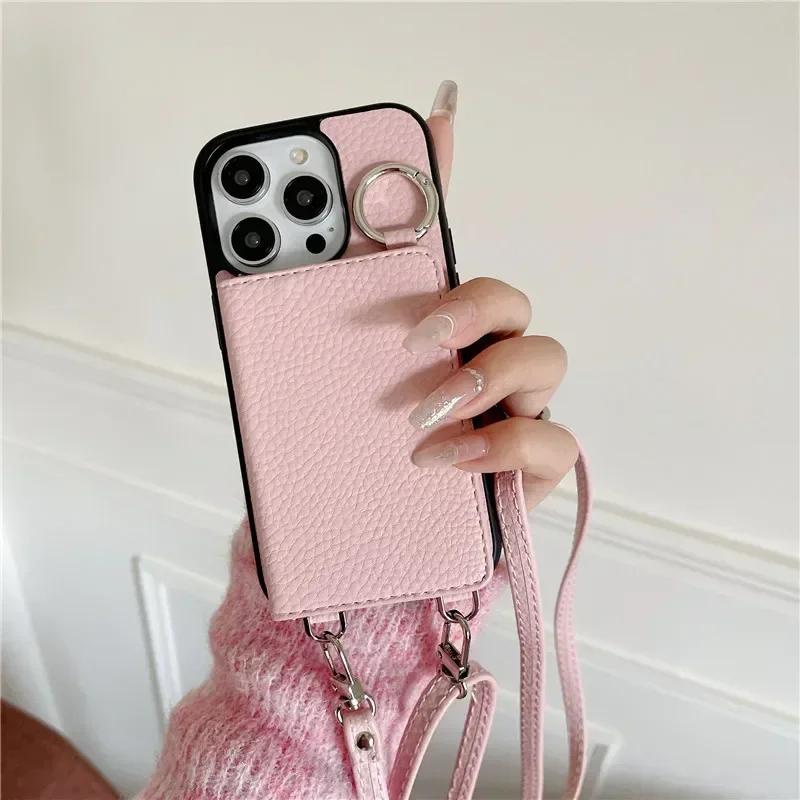 Crossbody Leather Phone Case for IPhone 13 12 Mini 16 Plus 15 14 11 Pro Max XS Wallet with Card Holder Shockproof  Cover