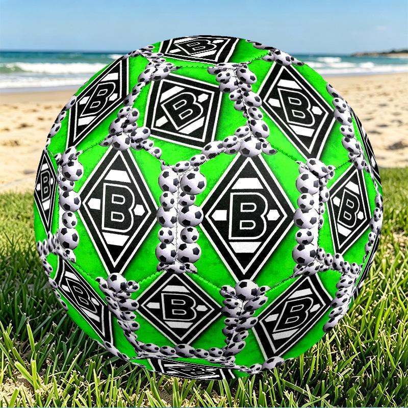 Borussia Monchengladbach Print Size 5 Soccer Ball, PU Wear Resistant Football for Match Training and Daily Practice, Birthday Gift for Soccer Fans