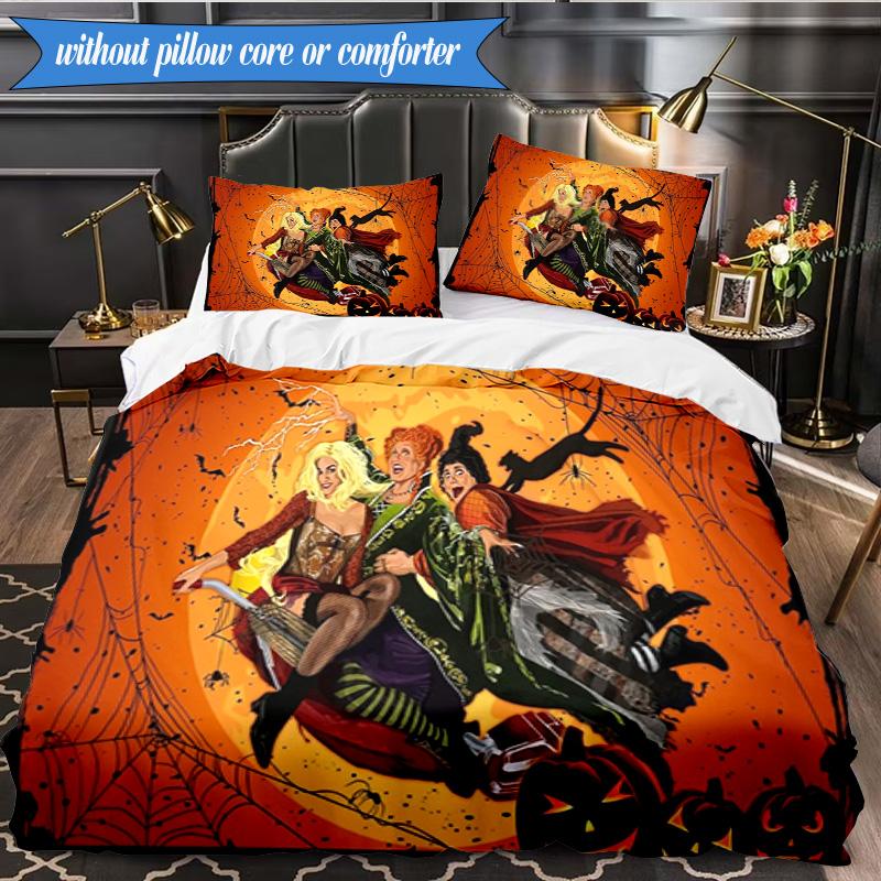 Halloween witch 3pcs K-pop music group Bedding set,Ideal for Bedroom, Dormitory,Including Duvet Cover And 2pcs Pillowcases,Fan gifts
