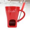 Chocolate Melting Cup Ceramic Chocolate Fondue Mug with Fork for Ice Cream Cheese  