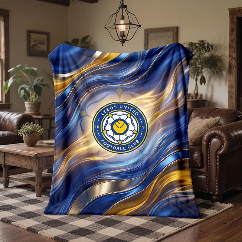 Leeds United Fotballtrykk Flanellteppe Mykt Varmt Sofa Seng Kastepledd For Hjemmekontor Soverom