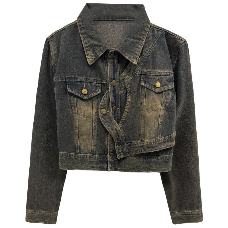 Jachetă nouă de toamnă casual din denim skinny scurtă pentru femei