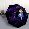 1pc Alice's Wonderland Automatic Folding Umbrella - 3 Folding Design, Vivid Cartoon Pattern, Suitable for Outdoor Activities, A Gift for Fan