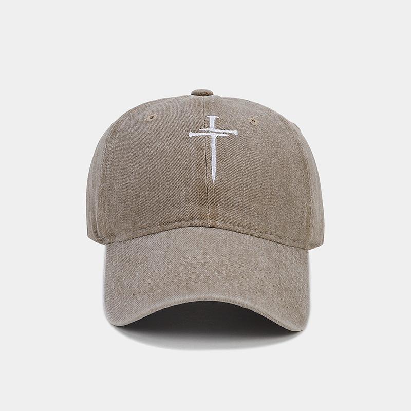 Cross Nail Baseball Cap for Men and Women's Fun Adjustable Soft Top Washed Old Cotton Hat Fashionable Personalized Cap