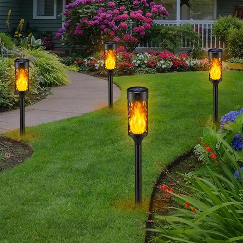 Flickering Solar Lights Outdoor Set Of 4 Decorative Flickering Solar Lights Weatherproof Landscape Lighting Front Porch Decor