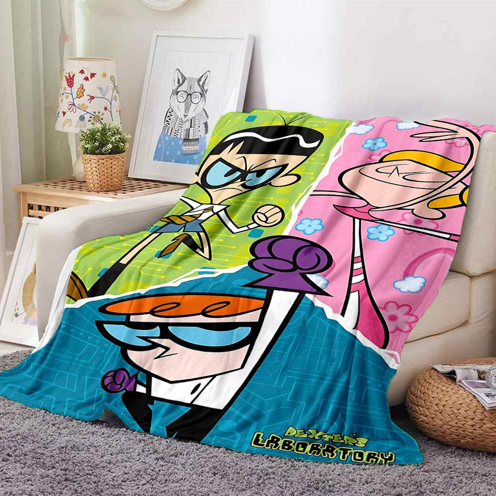 1pc Dexter's Laboratory Cozy Print Blanket Lightweight Warm Flannel Throw Blanket For Sofa, Bed, Living Room