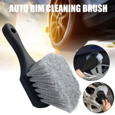 Car Wheel Cleaning Brush Short Handle Tire Rim Detail Brush for Vehicles Soft Triple Bristles Auto Cleaning Tools