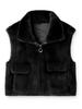 Women's autumn and winter stand-up collar sleeveless vest retro European and American fur integrated casual vest French thermal jacket