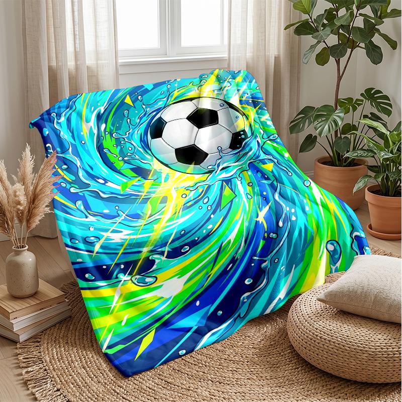Soccer Ball in Water 1 Theme blanket Lightweight Warm Flannel Blanket Decorative Throw Blanket for Home Decoration