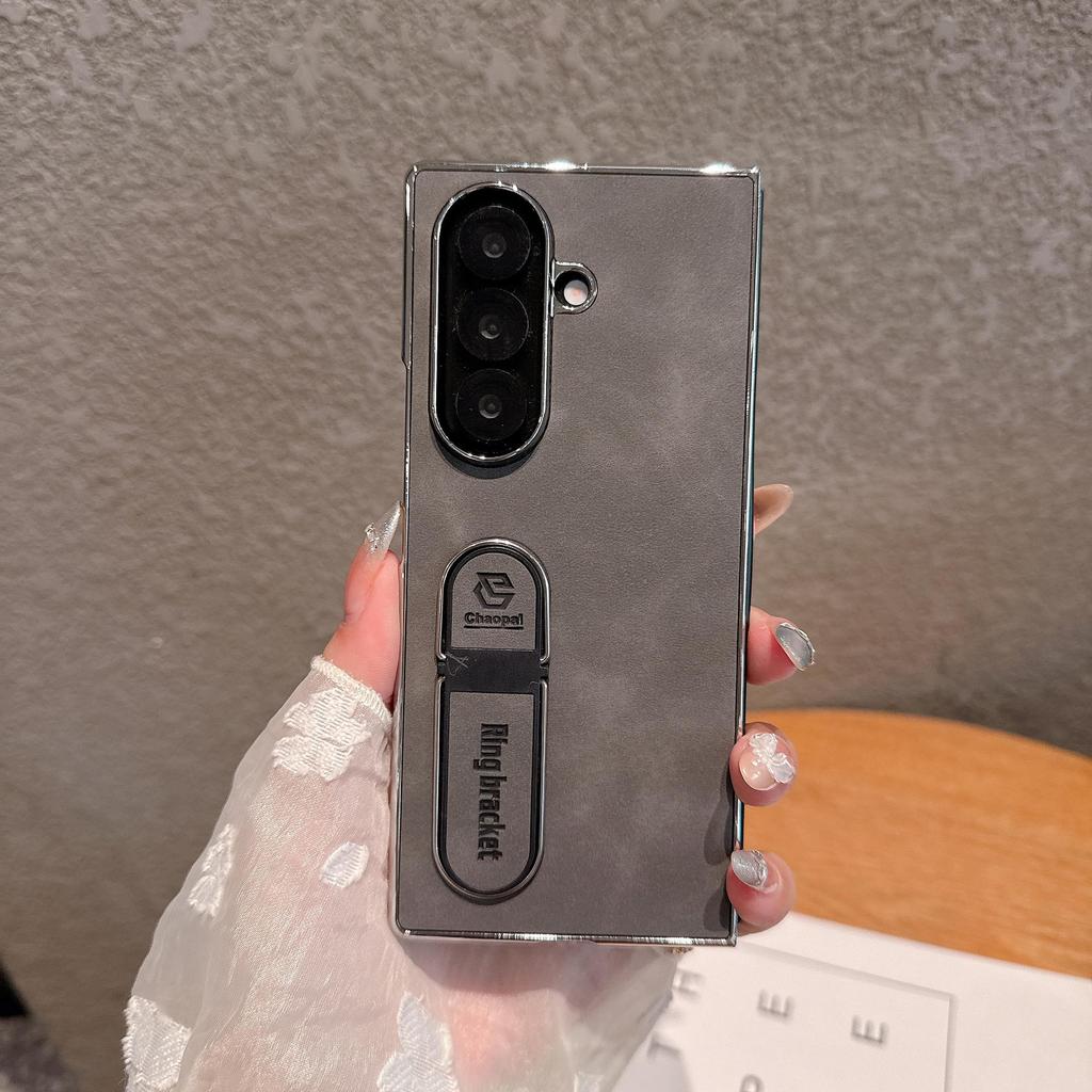 Чехол-держатель с кольцом из кожи для Samsung Z Fold7 с теплоотводом - Совместим с Flip6/7