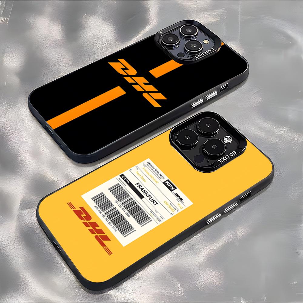 Brand DHL Logo Phone Case For IPhone17 Air 16 15 14 Plus 13 12 11 Pro 7 8 XS Max XR Silver Black Bumper Case