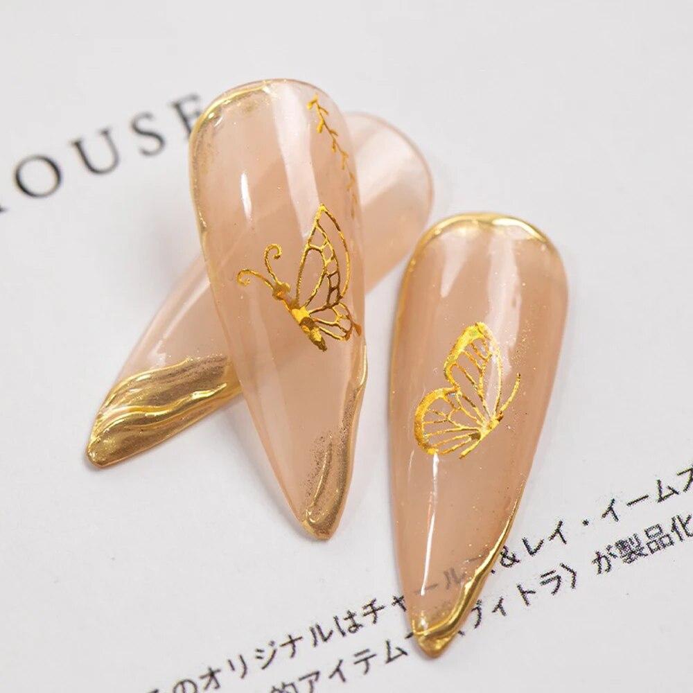3D Holographic Butterfly Nail Art Stickers Adhesive Gold Silver Laser Foil Nail Decals For Women Girls DIY Manicure Decoration