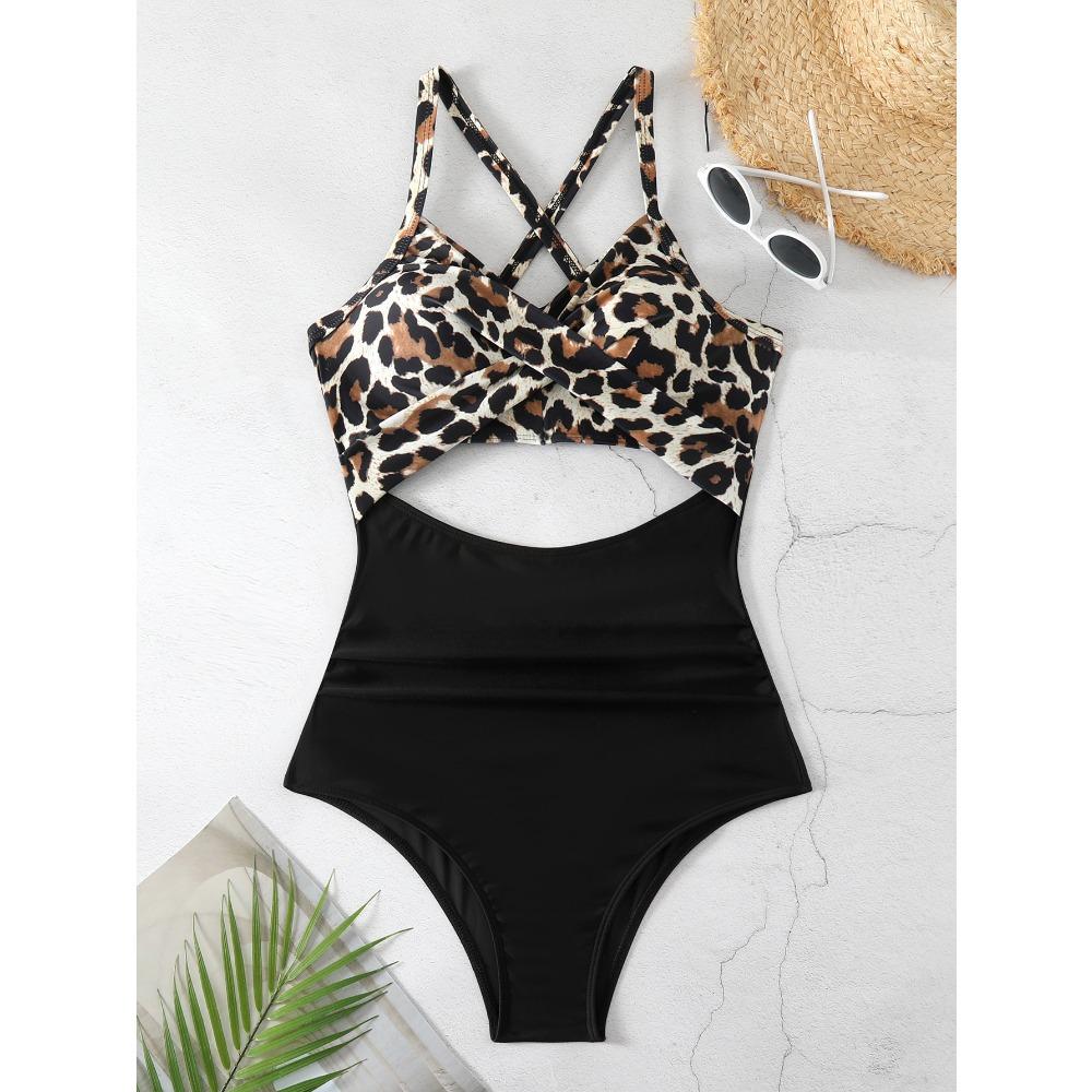 One-piece Swimwear Female Sexy Cross-cut Tight European and American Backless Swimsuit