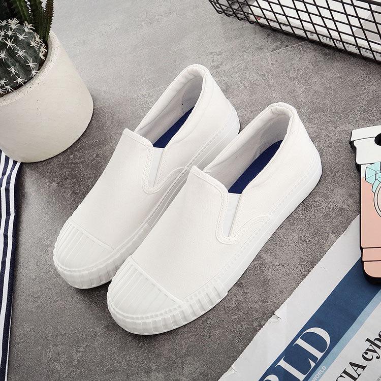

Women s Red Canvas Slip-On Shoes - 2025 New Korean Style Spring Flats 35 білий
