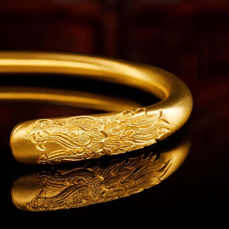Vietnamesiskt Guld Drake Fenix Armband: Antik mässingsmetod, Förgyllt, Lyckosam smycke för damer