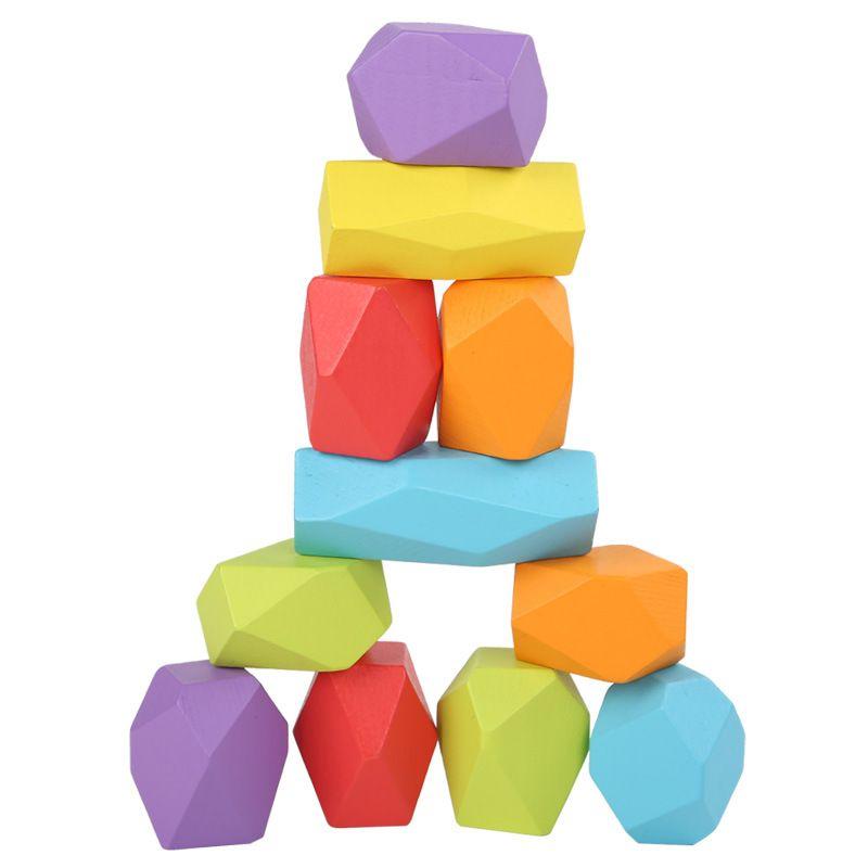 Children's Jenga Educational Color Wooden Board Game Balanced Rock Layer Height Baby's Building Blocks Early Childhood Education
