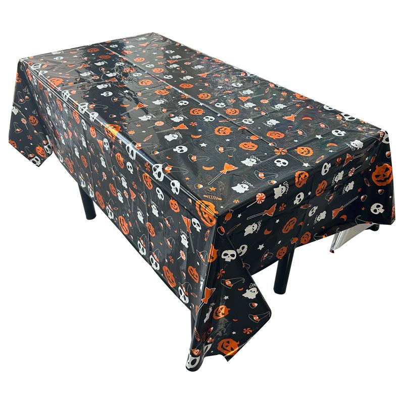 Halloween Decoration Tablecloth,Disposable Pumpkin Spider Web Bat Plastic Table Cover,Halloween Party Home Table Decor
