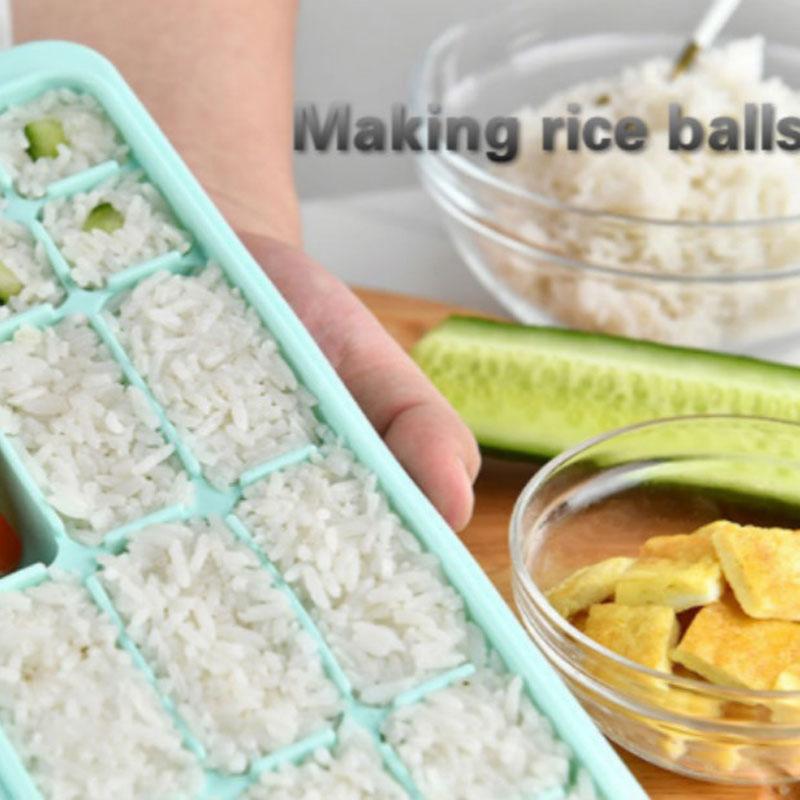 4-farbige Mehrzweck-Abdeckung, Silikon-Eiswürfelform, Sushi-Kuchenform, rechteckige Eiswürfelform