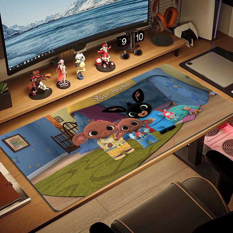 Bing Custom Name Large Size Mouse Pad Large Gaming Table Cushion Non-slip Laptop Tablet Big Mousepad XXL Mat Mini PC Playmat With Lock Edge