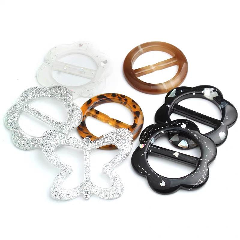 Resin Adjustable Japanese T-Shirt Knot Waist Buckle with Three-Speed Button & Scarf Clip