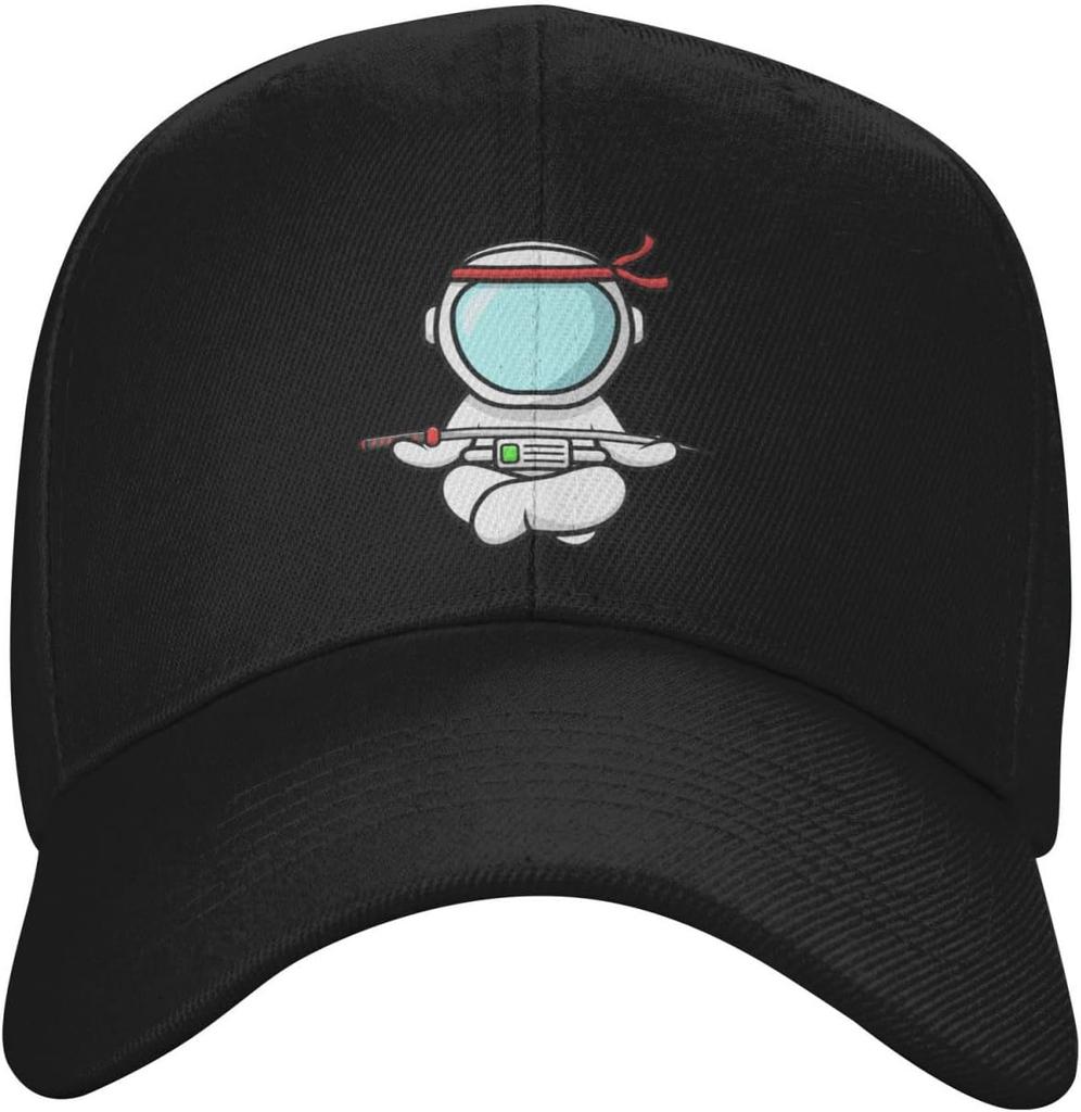Astronaut Ninja Meditating With Sword Baseball Cap Polyester Casual Adjustable Sport Hat