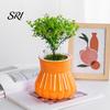 Lazy Gardener Flowerpot Self-watering with Self-absorbing Cotton Rope Creative Plastic Plant Pot Indoor Vertical Grain Glass Planter Inner Cup