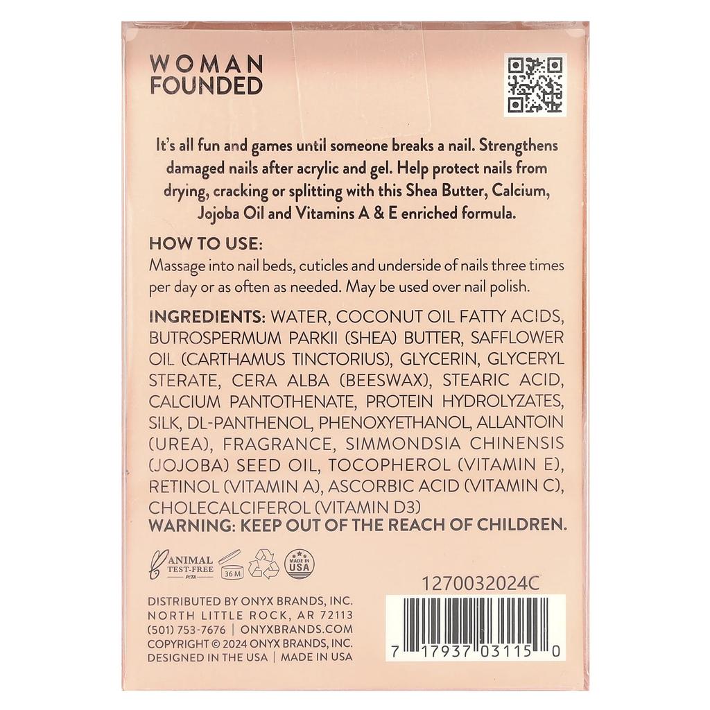 Onyx Professional, Hard As Hoop, Strengthening Nail Cream, Irish Coconut, 1 Oz (28 G)