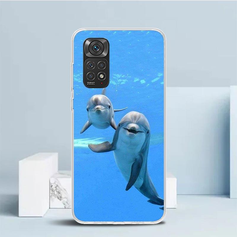 Ocean Animal Cute Dolphin Phone Case For Xiaomi Redmi Note 15 14 14S 13 12S 12 Pro Plus 11S 11 11T 11E 10S 10 + Soft TPU Back Co