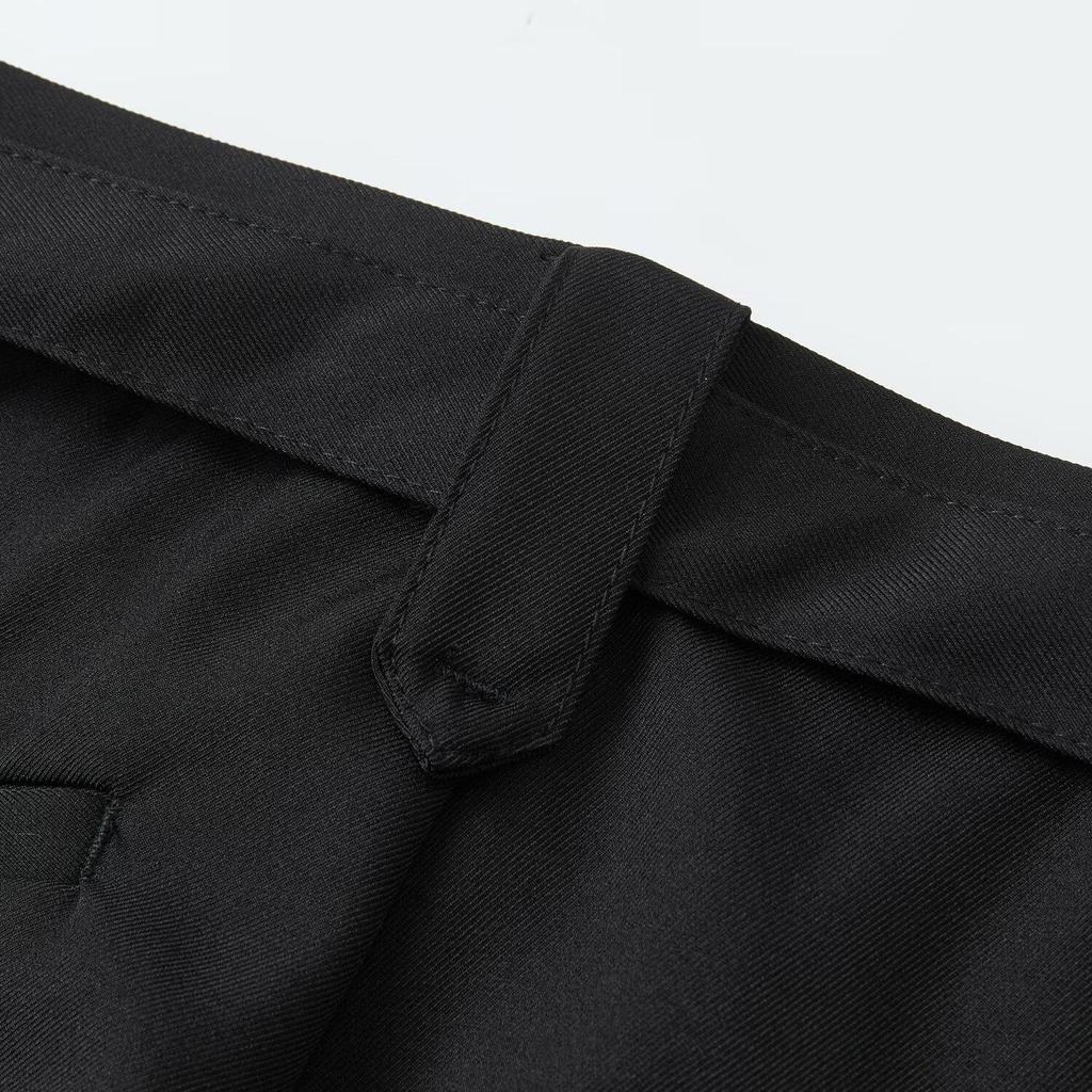 Men's Spring 2026 Casual Trousers - Korean Style, Non-Iron, Loose Tapered Suit Pants with Half Elastic Waist