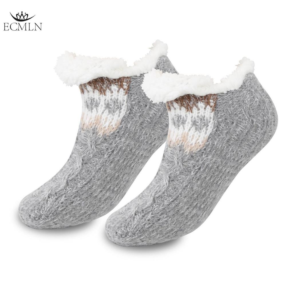Women Slipper Socks Knitted Warm and Fluffy Fleece Lined Non Slip Socks Winter Socks Home Sleeping Socks for Bed Socks