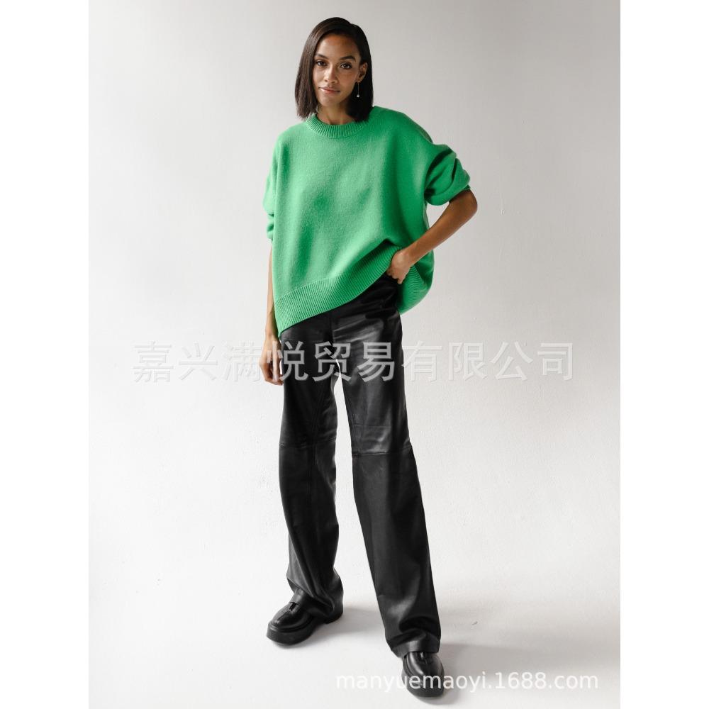 Women Round Neck Loose Knit Sweater, Autumn Winter Casual Soft Pullover Jumper for Ladies