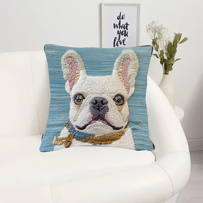 French Bulldog Cushion Covers Chair Living Room Pillowcase Cozy Zipper Sofa Pillow Covers Animal Bedroom Indoor Home Decor