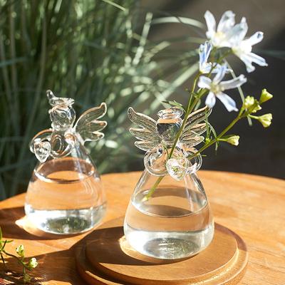 1PC Glass Vase House Decoration Hydroponic Flower Vase Angel Living Room Office Desktop Ornaments