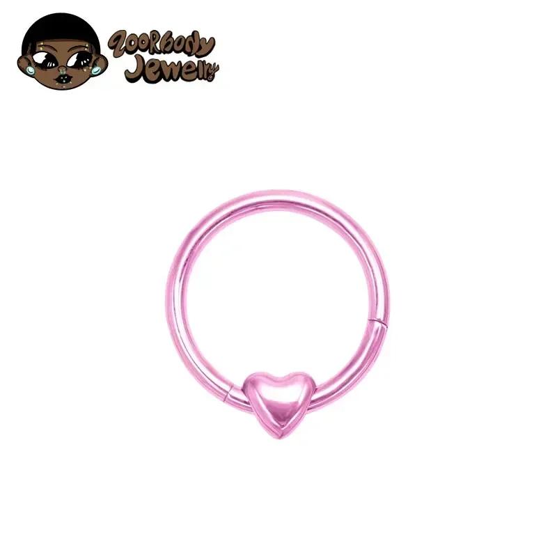ASTM F136 Titan Herz Clicker Septum Piercing 16G Daith Helix Ohrring Piercing Neue Nasenringe Anodierter Körperschmuck