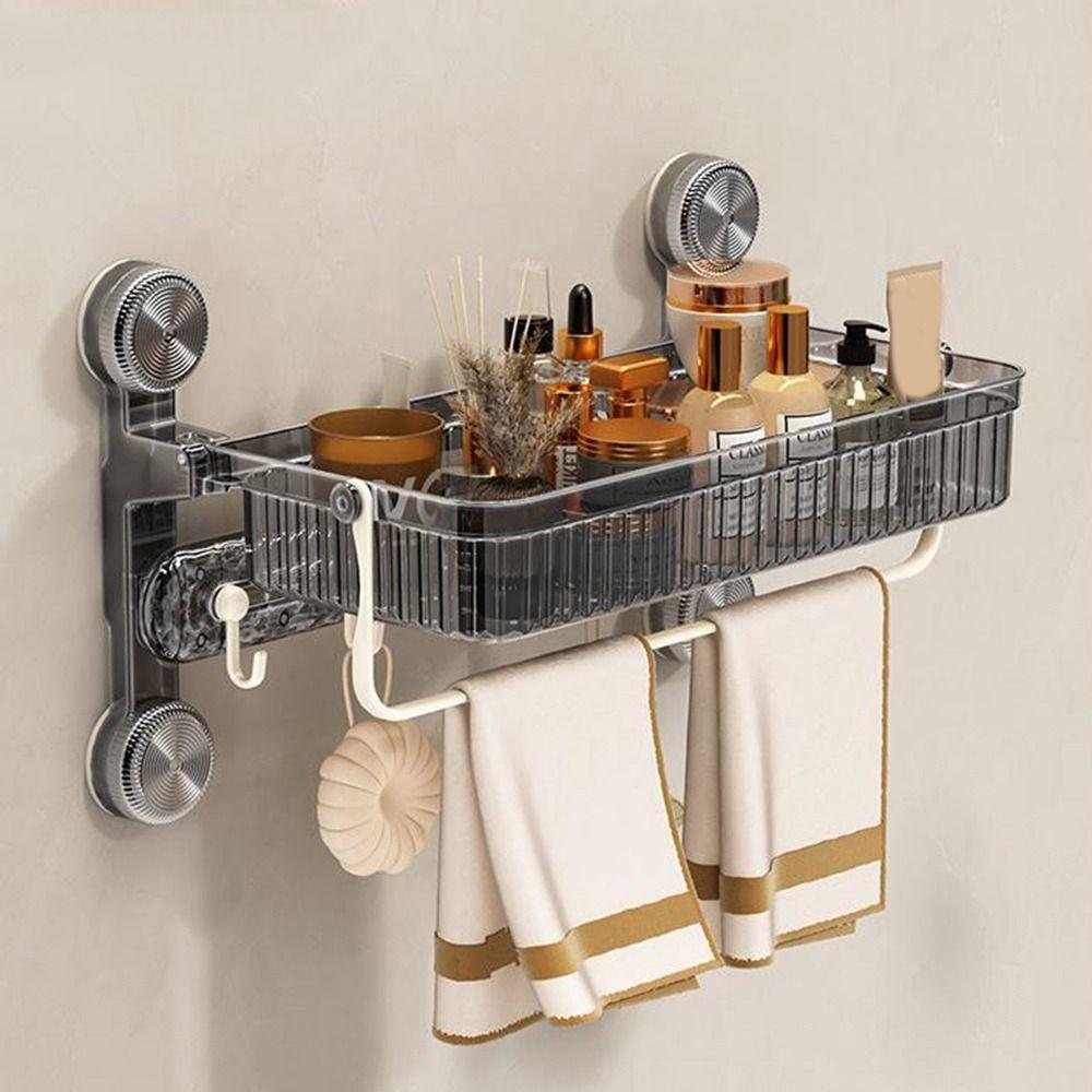 Wall Mounted Suction Cup Bathroom Shelf Large Capacity Shower Organizer  Bathroom
