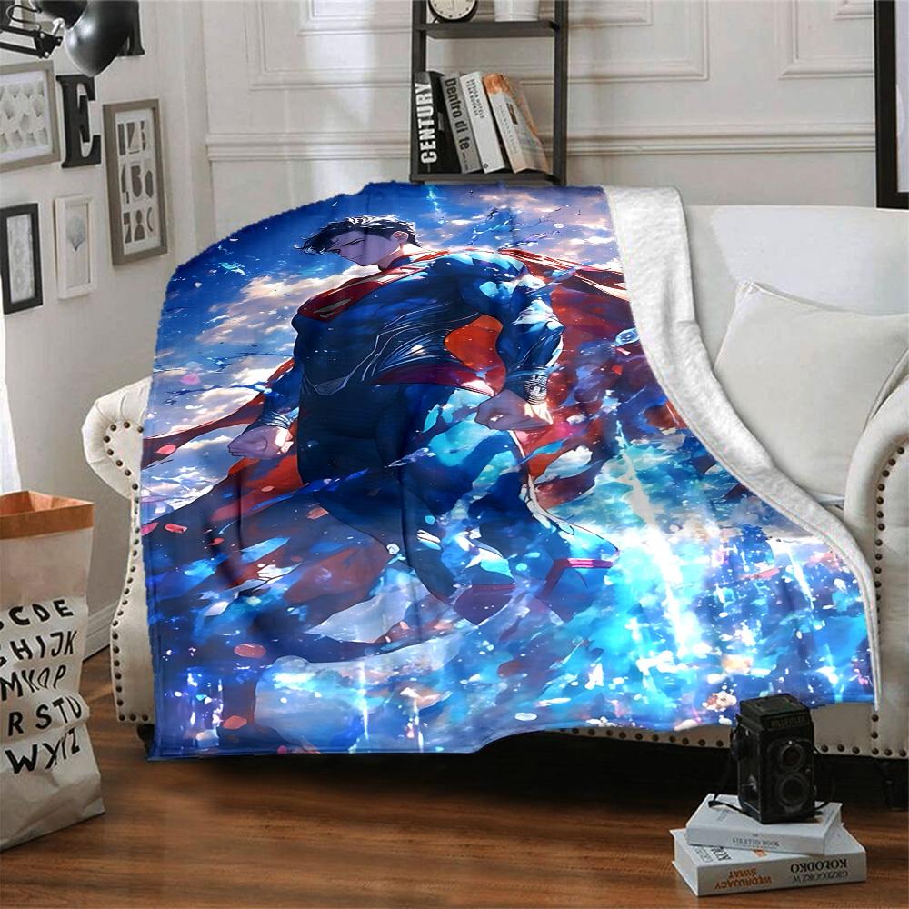 1pc Superman Superhero Flannel Blanket Soft Warm Throw for Home, Office, Travel, All-Season Cozy Bedding GiftL1277