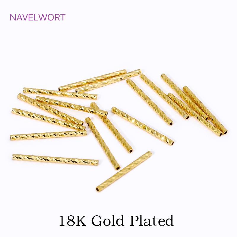 10/15/20mm Pruhované trubičkové korálky 18K pozlacená mosaz Rovné dlouhé trubičkové korálky pro DIY výrobu náramků a šperků