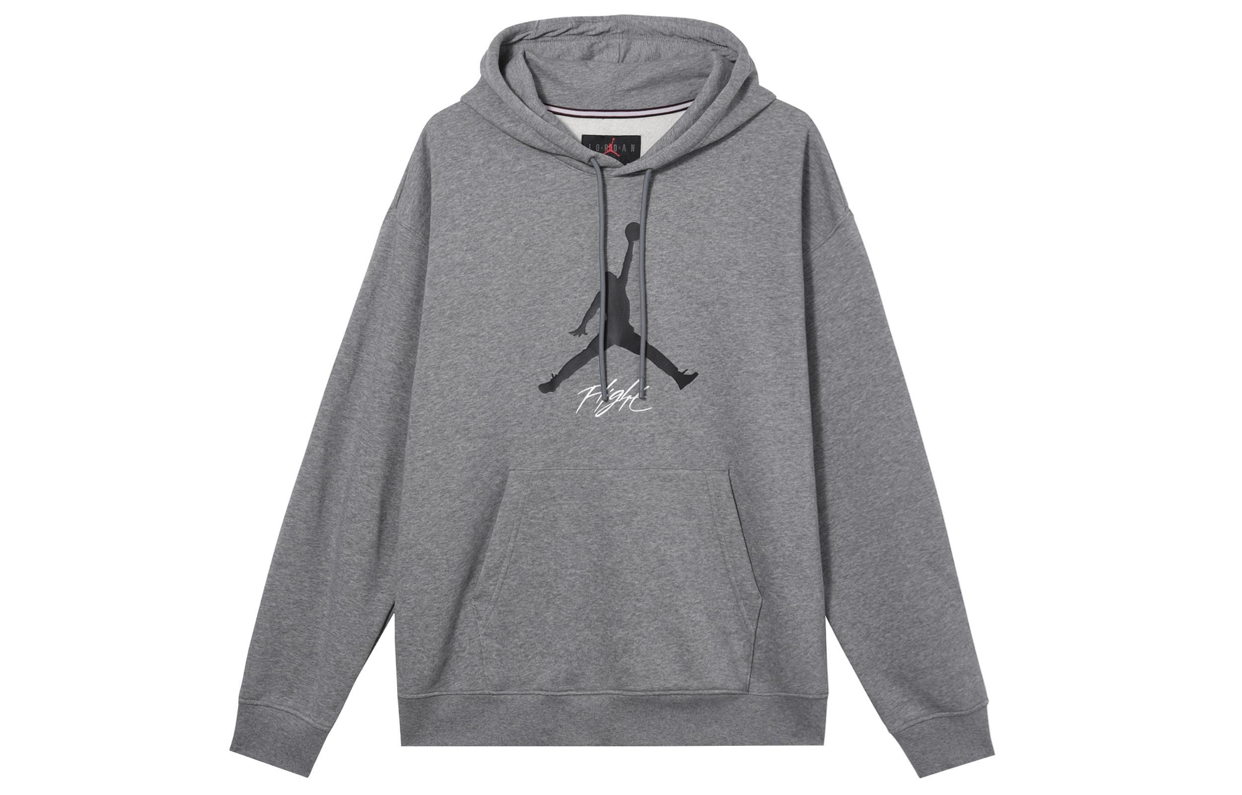 Jordan Fleece Lined Hooded Drawstring Knitted Fabric Long Sleeved Sweatshirt Men s Carbon Gray FD7546-091 M