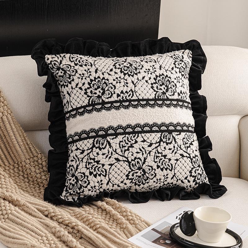 45X45CM Simple Versatile Throw Pillow Cover Black Lace Simple Waist Cushion Cover Decor Home Decorative Pillowcase 2026 New