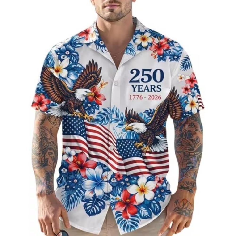 Men's Retro Fashion Pattern 3D Print Shirt Button Up Shirt Casual Shirt Summer Shirt Short Sleeve Daily Vacation Clothing