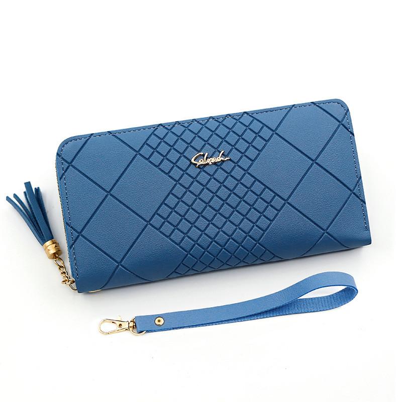 Minimalist Pu Long Wallet With Geometric Pattern For Daily Use