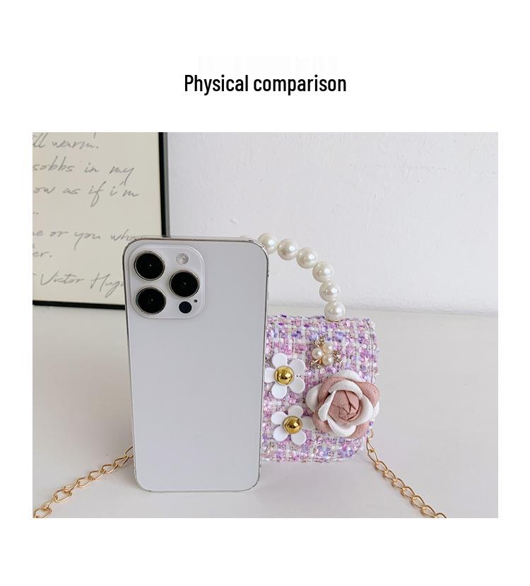 Koreanische Kamelie Schleife Perlen Schulter- und Crossbody-Tasche für Kinder