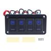Black 4 Gang Rocker Switch Panel IP65 Waterproof Toggle Switch with LED Backlight Motor Boat Modification DC12‑24V