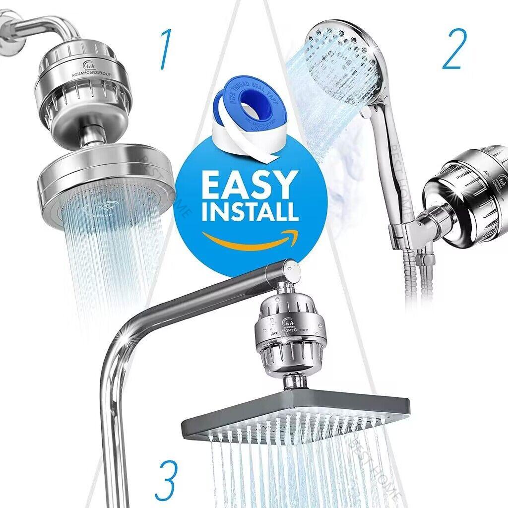 New 15 Stage Shower Head Water Filter Remove Chlorine Heavy Metals Filtered Soften for Bathroom Water Bath Filtration Purifier