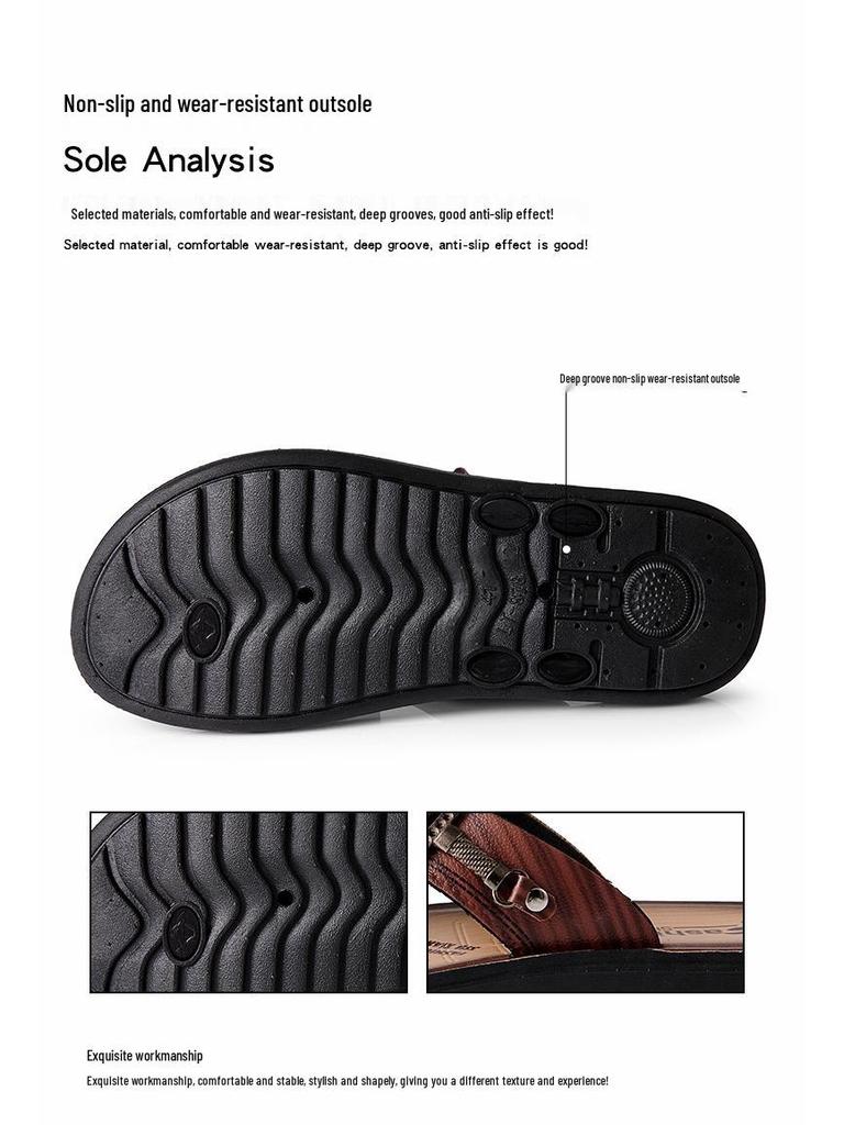 Men's Soft Sole Non-Slip Breathable Summer Sandals - Versatile Open-Toe Beach Shoes for Outdoor Wear