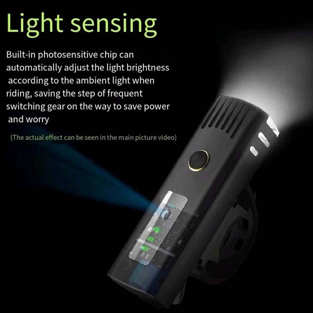 USB Rechargeable Front Bicycle Lights Intelligent Light Sensing MTB Front Lamp Road Lighting