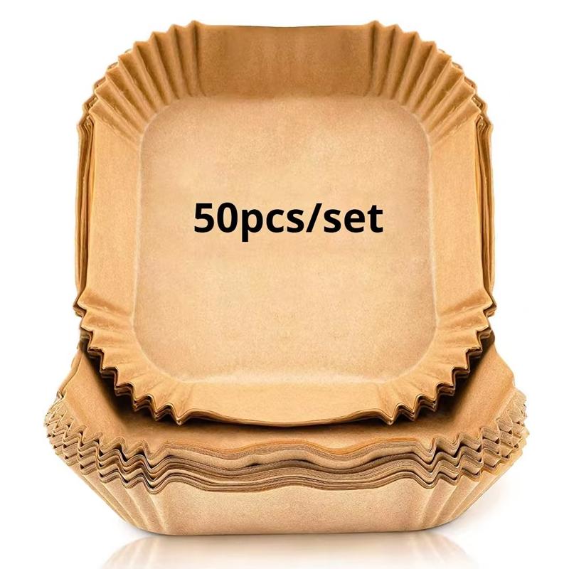 50Pcs Air Fryer Paper Round Special Paper Food Silicon Oil Paper Premium Disposable Air Fryer Liners Non-Stick Baking Paper
