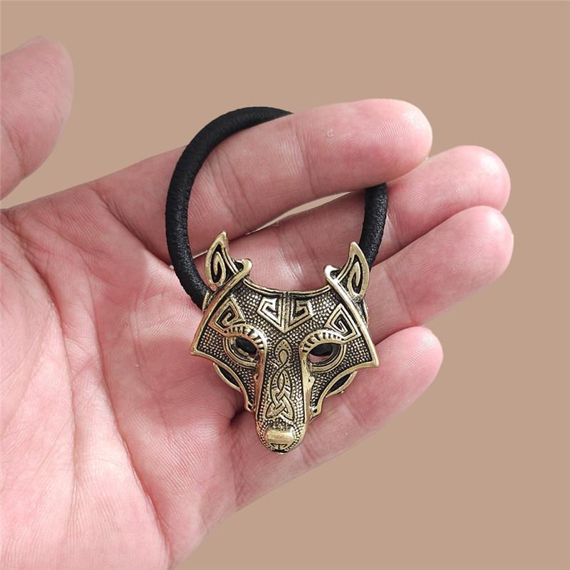 Viking Metal Wolf Hair Band Animal Decoration Hair Ring Elastic Ponytail Braid Girl Hair Accessories